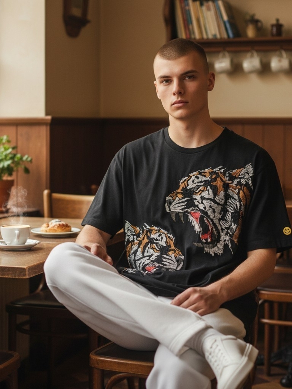 EUC Vintage 2006 Sean John Y2K Double Tiger Embroidered Rhinestone T-Shirt Sz XL